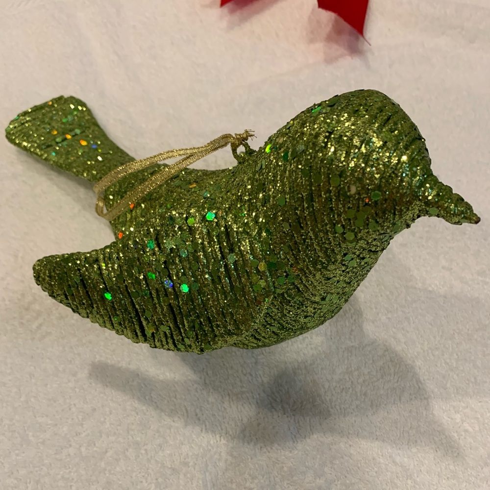 Glittery Holiday Dove in a sparking green